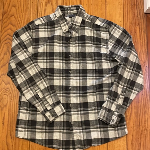 Eddie Bauer Black & White Plaid Flannel Shirtt - Picture 1 of 6